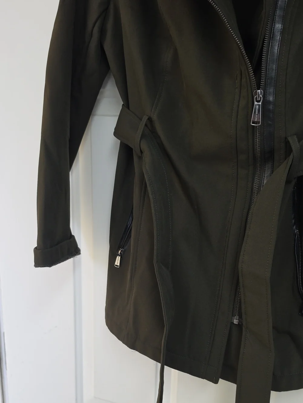Michael Kors olive green asymmetrical military jacket